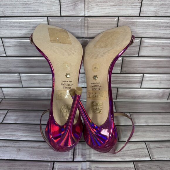 Stuart Weitzman Women's Pink Nudistcurve Ankle Strap Stiletto Sandals Size 8-NEW - Picture 7 of 8
